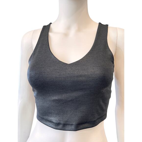 New BEYOND YOGA Women's Black Shine Heather Rib Glow On Cropped Tank Top Size XS - Picture 5 of 10
